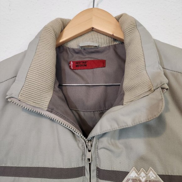 Levis Red Tab Puffer Vest Mens Medium Tan Mountain Outdoor Zip Down Feather - Picture 3 of 13